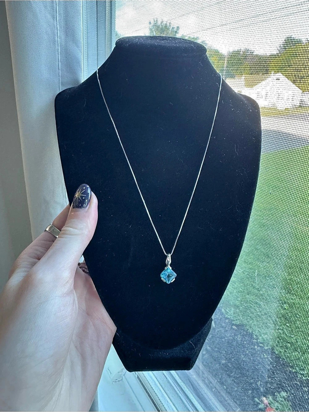 Blue Stone Pendant Necklace